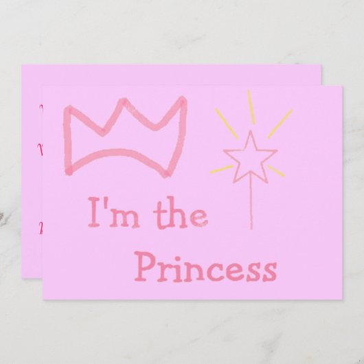 Invitation Princesse rose (Devant / Derrière)