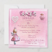 Invitation Princesse rose 13e anniversaire Spa Party double f (Dos)