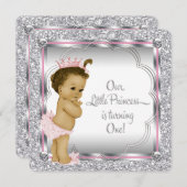 Invitation Princesse rose 1er anniversaire (Devant / Derrière)