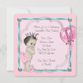 Invitation Princesse rose 1er anniversaire (Dos)