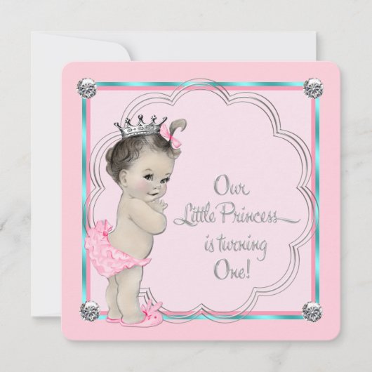 Invitation Princesse rose 1er anniversaire (Devant)