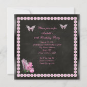 Invitation Princesse Rose à Talons Hauts Perle Tableau Noir à (Dos)