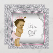 Invitation Princesse rose Baby shower afro-américain (Devant / Derrière)