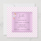 Invitation Princesse Rose Baby shower blanc fille Tiara (Dos)