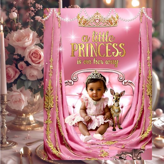 Invitation Princesse rose Baby shower ethnique Cerf de bébé