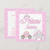 Invitation Princesse rose Coach et fête d'anniversaire de (Devant / Derrière)