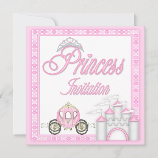 Invitation Princesse rose Coach et fête d'anniversaire de (Devant)