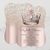 Invitation Princesse Rose de la Couronne Gold Bokeh 18e anniv (Devant / Derrière)