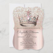 Invitation Princesse Rose de la Couronne Gold Bokeh 18e anniv (Devant)