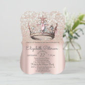 Invitation Princesse Rose de la Couronne Gold Bokeh 18e anniv (Debout devant)