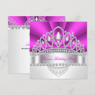 Invitation Princesse Rose Diamant Tiara fête d'anniversaire