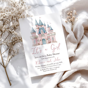 Invitation Princesse rose enchantée C'est un Baby shower de f