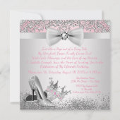 Invitation Princesse Rose et Argent Quinceanera (Dos)