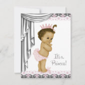 Invitation Princesse rose et gris bébé fille douche (Devant)