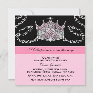 Invitation Princesse rose et noire baby shower de bébé