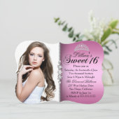 Invitation Princesse rose et noire Tiara Sweet 16 Anniversair (Debout devant)