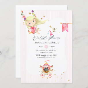 Invitation Princesse rose et or 2e fête d'anniversaire