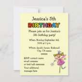 Invitation princesse rose fille de 5 ans (Dos)