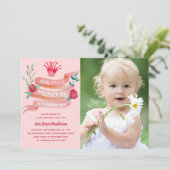 Invitation Princesse rose Filles 1er Anniversaire Photo (Debout devant)