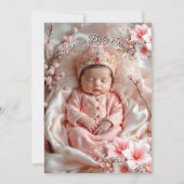 Invitation Princesse Rose Fleurs Baby shower fille (Devant)