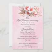 Invitation Princesse Rose Fleurs Baby shower fille (Dos)