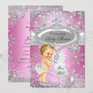 Invitation Princesse Rose Merveilleux Hiver Baby Shower Blond
