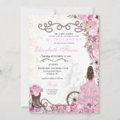 Invitation Princesse rose occidentale Floral Charra Quinceañe (Devant)