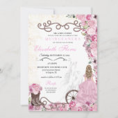 Invitation Princesse rose occidentale Floral Charra Quinceañe (Devant)