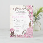 Invitation Princesse rose occidentale Floral Charra Quinceañe (Debout devant)