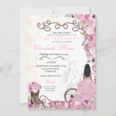 Invitation Princesse rose occidentale Floral Charra Quinceañe (Devant)