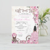 Invitation Princesse rose occidentale Floral Charra Quinceañe (Debout devant)