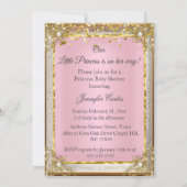Invitation Princesse Rose Or Bébé Fille Bain Ethnique perles (Dos)