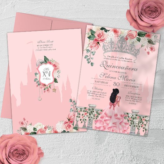 Invitation Princesse rose Quinceañera