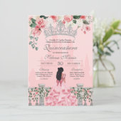 Invitation Princesse rose Quinceañera (Debout devant)