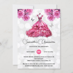 Invitation princesse rose Quinceañera imaginaire lune rose