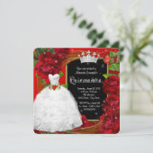 Invitation Princesse Rose Rouge Quinceanera (Debout devant)
