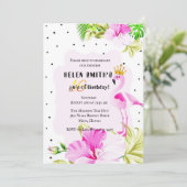 Invitation Princesse rose Tropic Sweet 16 de Flamant rose (Debout devant)