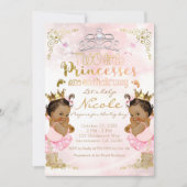 Invitation Princesse rose Tutu & Baby shower Couronne Twin Gi (Devant)