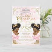 Invitation Princesse rose Tutu Couronne Twin Dark Skin Annive (Debout devant)