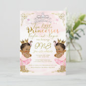 Invitation Princesse rose Tutu & Couronne Twin Girls Annivers (Debout devant)