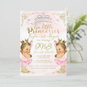 Invitation Princesse rose Tutu & Couronne Twin Girls Annivers (Debout devant)