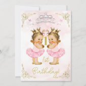 Invitation Princesse rose Tutu & Couronne Twin Girls Annivers (Dos)
