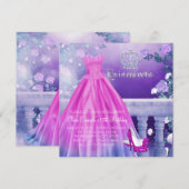 Invitation Princesse Rose Violet Quinceanera (Devant / Derrière)