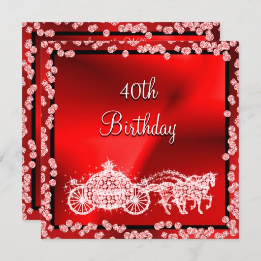 Invitation Princesse rouge Coach et anniversaire de chevaux (Devant / Derrière)