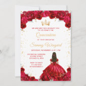 Invitation Princesse Rouge Floral Quinceañera (Devant)