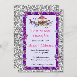 Invitation Princesse royale Birthday de parties scintillantes