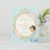Invitation Princesse Royale de Conte de Fées Blush Or Aqua Fi (Debout devant)