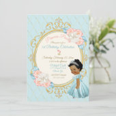Invitation Princesse Royale de Conte de Fées Rose Aqua Ethniq (Debout devant)
