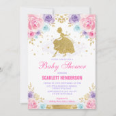 Invitation Princesse royale florale bleue pourpre rose baby (Devant)
