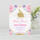 Invitation Princesse royale florale bleue pourpre rose baby (Debout devant)